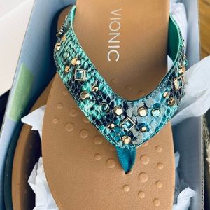 Vionic NWT rest dawn TealSnake Support FlipFlops 7
